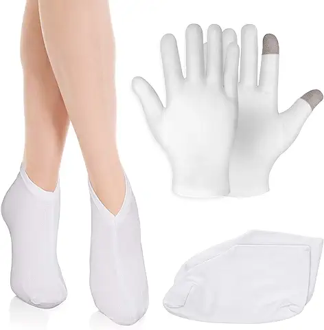Sibba 1 par de Guantes Hidratantes con Calcetines de Pantalla Táctil Guantes Hidratantes para Dormir Durante la Noche a la hora de Dormir Sanar Eczema Loción para Dormir Guantes de Tratamiento spa  