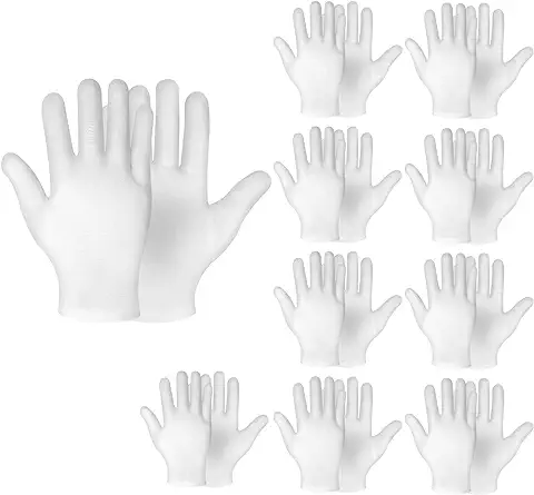 Sibba 10 Pares De Guantes Algodón Blanco Para Mujeres Y Hombres Hidratantes Durante La Noche Curar El Eccema Loción Dormir Tratamiento Spa Manos Reparación Áspera Agrietada Seca  