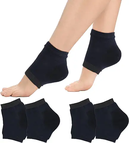 Sibba 2 Pares de Calcetines de Gel Suaves Hidratantes para Tratamiento de Talón Agrietado Ventilar Calcetines Punta Abierta Cuidado la Piel Belleza Spa Pies Secos y Duros para Hombres Mujeres (Negro)  