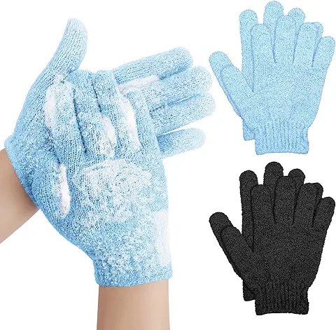 Sibba - 2 Pares de Manoplas de Baño de Microfibra de Esponja Vegetal Natural para Exfoliar Cuerpo y Cara, con Doble cara para Quitar Pieles Muertas, para Adultos y Niños  