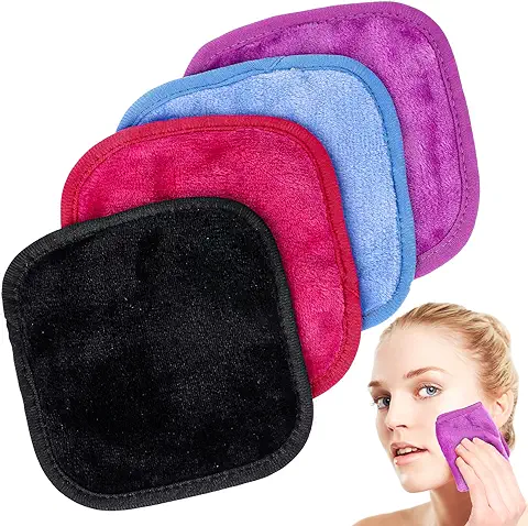Sibba 4 Unidades Quitapaños Maquillaje Reutilizables Suaves Almohadillas Lavado Facial Microfibra Lavar Cuerpo Toallitas Faciales Limpiadoras Limpiar Cuidado Los Ojos Quitar Trapos Cosméticos  