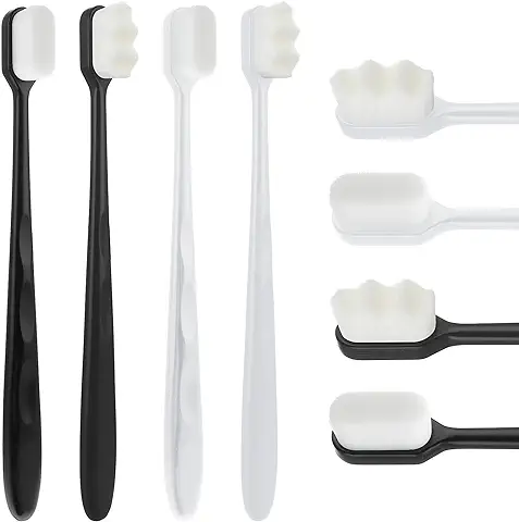 Sibba Cepillo de Dientes Manual con hilo Extra Suave Ondulado/cerdas Planas, Micro nano Cepillo de Dientes para Encías Sensibles, Recesión de Encías, Adultos, Niños, Ancianos, Protege las Encías  