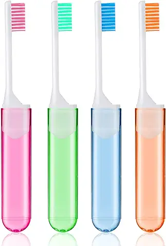 Sibba Cubiertas para Cepillos de Dientes 4 Piezas Plegables Manuales para Cepillos de Dientes kit Viaje Cerdas Suaves Tamaño Pequeño Cubiertas Cepillo Portátil Envueltas Hombres Mujeres Niños Pequeños  