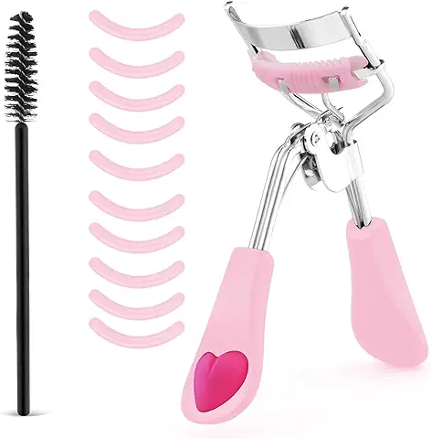 Sibba Juego de Rizador Pestañas 3 Piezas sin Pellizcar ni Tirar Adapta a Todas las Formas ojos Herramienta Maquillaje Profesional con 10 Almohadillas Repuesto Silicona y Cepillo para Mujeres y Niñas  