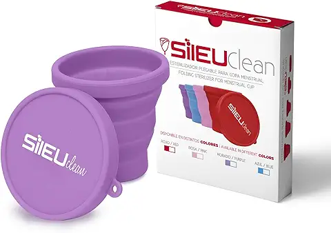 Sileu Esterilizador Plegable de Silicona con Tapa Reutilizable para Esterilizar la Copa Menstrual en el Microondas - Color Morado  