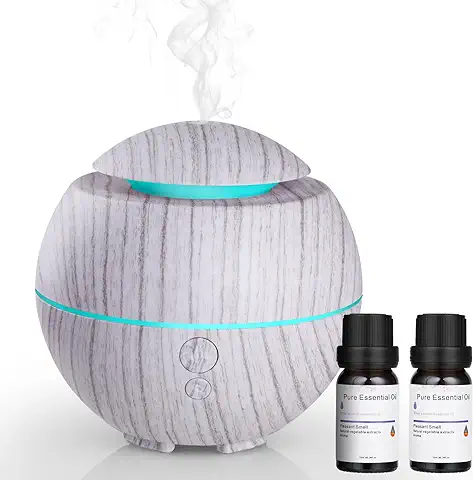 Simpeak Difusor de Aceites Esenciales, 180ml Humidificador Ultrasónico 7-Color LED y 2 Opciones de Niebla, Difusor de Aromas Incluye 2 Botellas de 10ml de Aceite Esencial para Casa Yoga Oficina SPA  