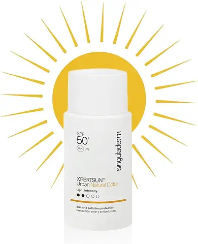 Singuladerm XPERTSUN Urban Natural Color Light Intensity - Protector Solar Facial SPF 50+ con Color - 50 ml - Crema Antimanchas y Antipolución de Uso Diario - Resistente al Agua  