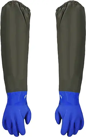 Sinzau Pond Gloves, Guantes Largos de Trabajo Impermeables con Chorro de Arena de PU, 70 cm, 1 Par  