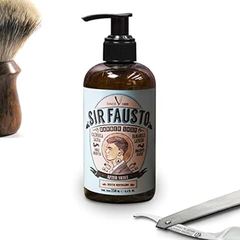 Sir Fausto- After Shave para Barba - Bálsamo para Después del Afeitado Hombre - 100 ml - Efecto Refrescante y Mentolado - Contiene Caléndula y Té Verde  