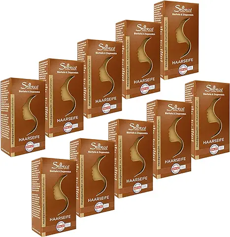 Skineco Jabón para el Cabello, 10 Jabones de Leche de Cabra Sostenibles con Levadura de Cerveza, Cosmética Natural Hecha a Mano, Champú Resistente, Limpieza Suave para Cuero Cabelludo Sensible  