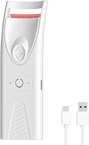 Smiling Shark Rizador Pestañas, Heated Eyelash Curler Mini Recargable Profesional de Larga Duración Portátil Calefacción Rápida Un Regalo Perfecto Para Mujeres, Rizador-de-Pestañas-Electrico (Blanco)  