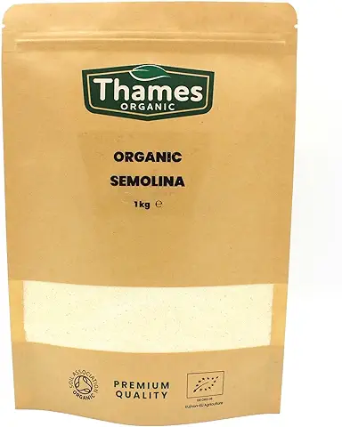 Sémola Orgánica, sin Aditivos, sin Conservantes, Certificada Orgánica, Cruda, Vegana, sin OMG, Perfecta para Hornear y Cocinar, alta en Proteínas, Thames Organic 1 kg  