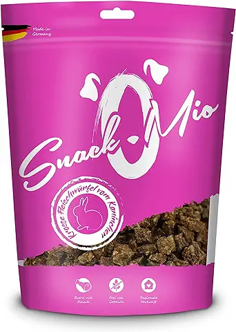 SnackOMio Snack de Calidad para Perros - Crocantes Cubitos de Conejo, sin Cereales, 1 Envase (1 x 125 g)  