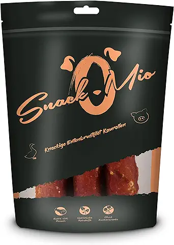 SnackOMio Snack de Calidad para Perros - Crujiente Rollo Masticable de Pechuga de Pato, sin Cereales, 1 Envase (1 x 150 g)  