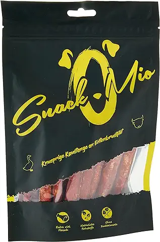 SnackOMio Snack de Calidad para Perros - Crujientes Palitos Masticables con Filete de Pechuga de Pato, sin Cereales, 1 Envase (1 x 200 g)  