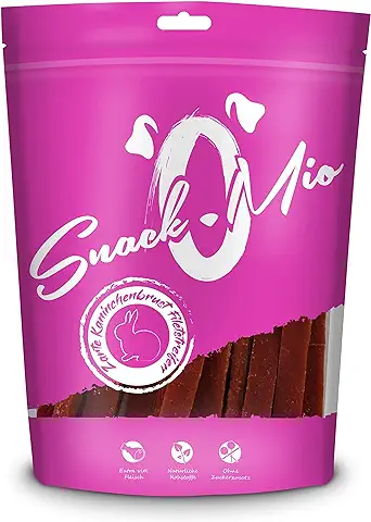 SNACKOMIO Snack de Calidad para Perros - Tiernas Tiras de Filete de Pechuga de Conejo, sin Cereales, 1 Envase (1 x 70 g)  