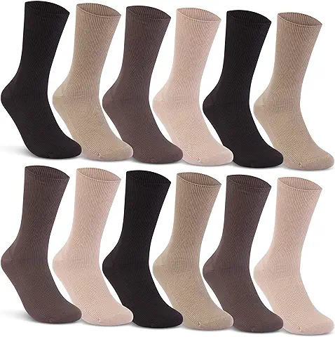 Sockenkauf24 12 Pares Calcetines Diabéticos Sin Elasticos Hombre Mujer 100% Algodón sin Costura  