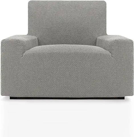 SofaCamaleon - Funda de Sillón Elástica Helena - Gris Claro - Confort Superior con Material Antimanchas Sostenible - 1 Plaza - Ajuste 70cm-110cm  