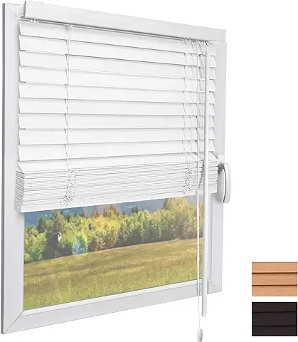 Sol Royal Persiana Veneciana de Madera SolDecor JH3 en Blanco - 90x160 cm - Persiana de Madera Sostenible  