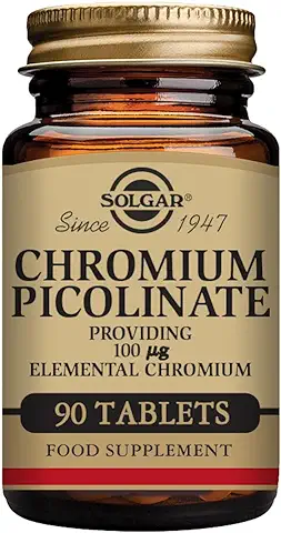 Solgar Picolinato de Cromo Comprimidos de 100 µg, Blanco, Envase de 90 (e1365), 21 Gramo  