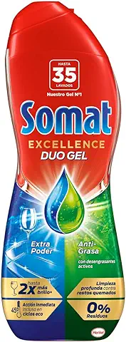 Somat Excellence Gel Anti-Grasa (35 Lavados), Detergente Lavavajillas Desengrasante, Lavavajilla Líquido Automático en Botella, Jabón para Platos con Desengrasantes Activos  