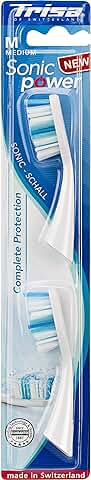 Sonic Power Complete Protection (medio) Cepillos de Repuesto para el Cepillo Eléctrico de Dientes Eléctrico Trisa Sonicpower. Calidad de Marca Fabricada en Suiza, 100 g.  