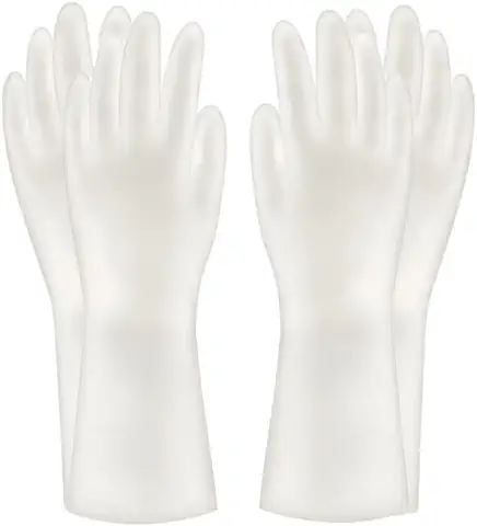 SOOJET 2 Pares de Guantes de Silicona Reutilizables, Guantes de Recuración Multifuncionales Ecológicos y Resistentes al Calor para el Hogar (blanco Translúcido), L  
