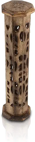 Soporte de Madera para Quemador de Incienso y cono de Madera con Torre Grande, Ecológica, para Aspersos, para Decoración Rústica, Tallada a Mano, Aromaterapia, Productos de Fragancia para el Hogar  