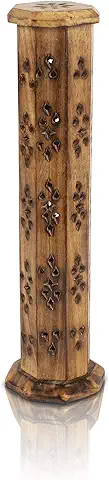 Soporte de Madera para Quemador de Incienso y Cono de Madera con Torre Grande, Ecológica, para Aspersos, para Decoración Rústica, Tallada a Mano, Aromaterapia, Productos de Fragancia para el Hogar  