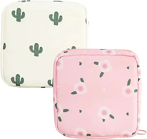 Soporte para Toallas Sanitarias, Bolsa de Período, Bolsa de Almacenamiento de Toallas Sanitarias, Bolsa Sanitaria con Cremallera, Bolsa Portátil para Pantyliners para Mujeres, Adolescentes(2 Unidades)  