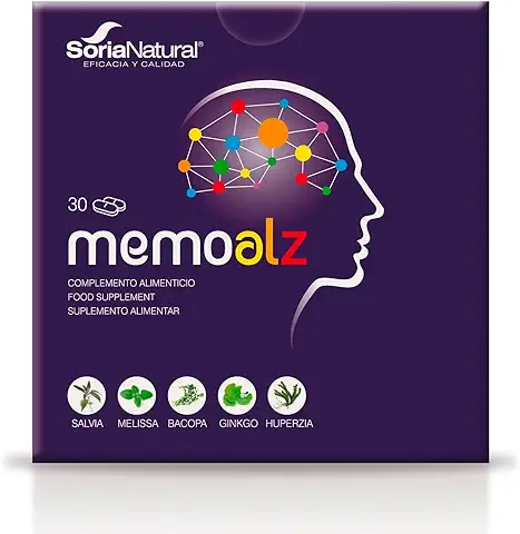 Soria Natural Memoalz – Ayuda a Cuidar y Mejorar tu Memoria – Apoya la Función Cognitiva - 100% Natural – Con Salvia, Melisa, Bacopa, Ginkgo y Huperzia - 30 Comprimidos de 1100 mg.  