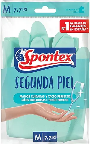 Spontex - Guantes de Limpieza sin Látex, Segunda Piel, Talla M, 2 Unidades  