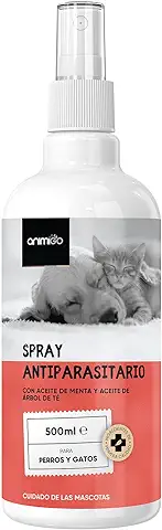 Spray Antiparasitario Perros y Gatos 500ml | Spray Antipulgas Perros y Gatos para Insectos, Ácaros, Mosquitos, Moscas y Garrapatas | Antiparasitario Gatos y Perros con Aceites de Origen Natural  