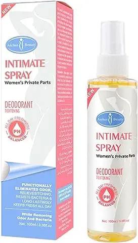Spray íntimo de 100 Ml, Spray Refrescante Desodorante Femenino, Ayuda con la Picazón Vaginal, la Irritación Y el Olor  