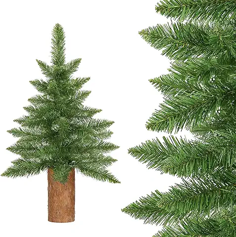 SPRINGOS Árbol de Navidad Artificial Verde con Tronco Real, 90 cm  