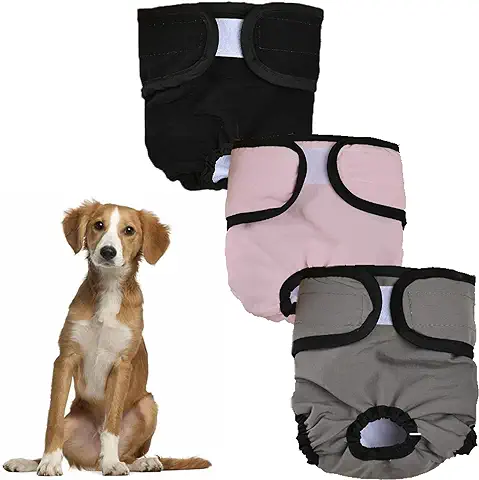 SQAQS Pañales Reutilizables para Perros [Paquete de 3] Pañales Sanitarios para Mascotas, Lavables a Máquina y Ecológicos,Pañales para Perros Hembra,Pañales para Perros(M)  