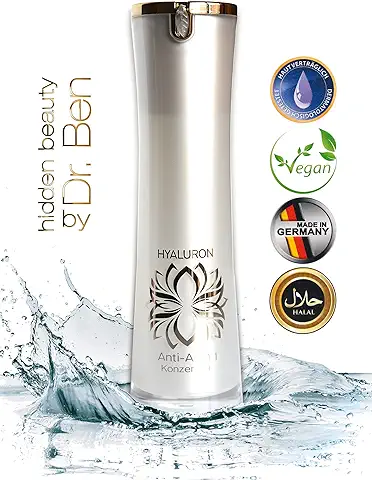 Sérum Ecológico de ácido Hialurónico Altamente Concentrado, gel Antienvejecimiento, para Cara, Ojos, Cuello y Escote, 50 ml, Halal, Vegano y Orgánico Natural, Fabricado en Alemania  