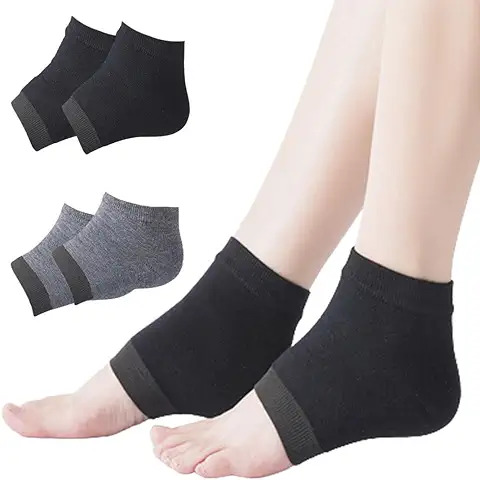 SSRDFU Calcetines Hidratantes para pies - 2 Pares Calcetines de Talón de gel Hidratante Transpirable, Adecuado para Tacones Secos Agrietados, Adecuado para el Cuidado de los Pies,Talón Agrietado  