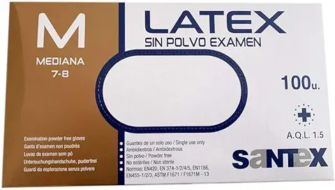 ST Guantes de Látex (tamanho M). Sin Polvo. 100 Unidades.  