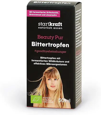 STARTKRAFT Beauty Pur 50 ml Gotas Amargas sin Alcohol – 24 Cepas de Microorganismos Fermentados – Veganos Amargos Gotas – Sin Aditivos Artificiales, sin Gluten y sin Lactosa  