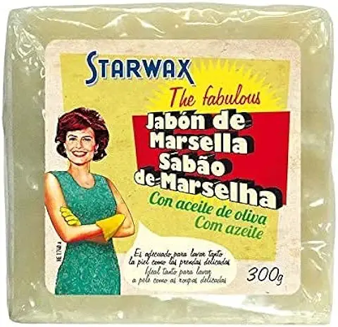 Starwax The Fabulous Jabón de Marsella en Pastilla 300g - Jabón Multiusos, Quitamanchas, Friegasuelos, Detergente para Lavadora. Con Aceite de Oliva  