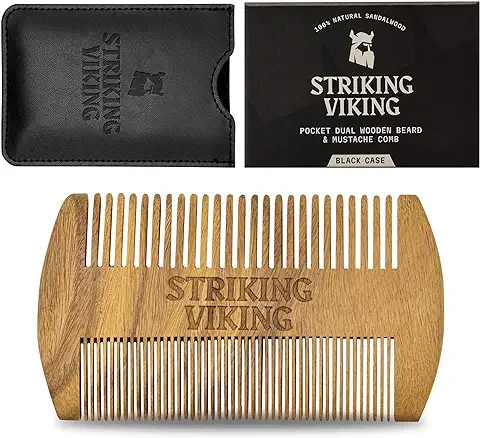 Striking Viking Barba De Madera Peine Y Caso Negro  