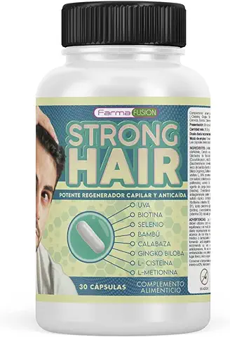 Strong Hair | Tratamiento Anticaída | Estimula el Crecimiento Capilar | Evita la Perdida de Cabello | Aumenta el Volumen y la Densidad Del Pelo | Vitaminas y Minerales | 30 Cápsulas  