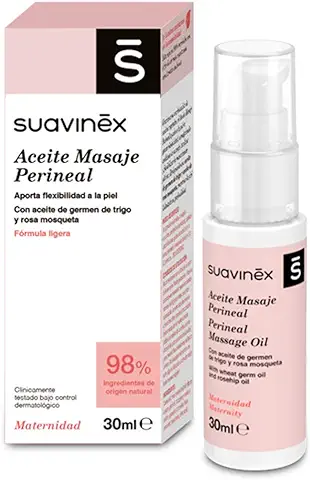 Suavinex, Aceite Masaje Perineal Para Embarazadas, 98% Ingredientes De Origen Natural, Respeta El Ph Vaginal, Aceite Para Cuidar La Cicatriz De La Cesárea, Rosa, 30 ml  