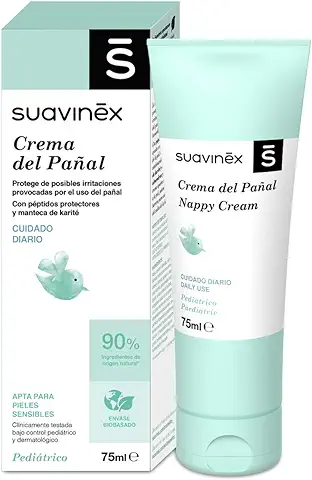 Suavinex, Crema Pañal Bebé, Protege de Irritaciones y Rojeces, Apta para Pieles Sensibles, 90% Ingredientes de Origen Natural, 75 ml