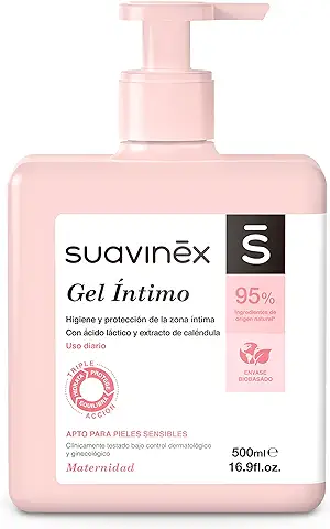 Suavinex – Gel íntimo para Embarazo y Postparto. Fórmula sin Jabón. Ph Entre 4.5 y 0.5. 95% Ingredientes de Origen Natural, 500ml  