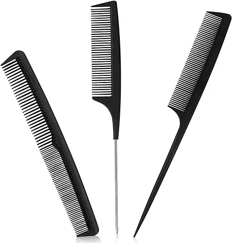 Sularpek Peine, 3 Piezas Peine de Fibra de Carbono, Peine de Cola, Peine de Peluquería Profesional, Peine de Barbero, Peines para Hombres y Mujeres, Antiestático y Resistente al Calor  