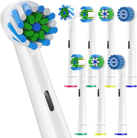 Sulkiwe Recambios Cepillos Compatible con Oral B Braun Eléctricos Cepillo de Dientes, 8 Cabezales de Repuesto-Incluir 2 cross, 2 Floss, 2 Precision, 2 Sensitive (white)