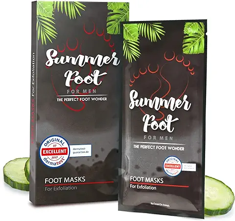 Summer Foot For Men Mascarilla para pies de Primera Calidad para Eliminar las Callosidades I Pies Suaves y Blandos tras una sola Aplicación I Dermatológicamente Probado (2 Piezas [paquete de 1])  