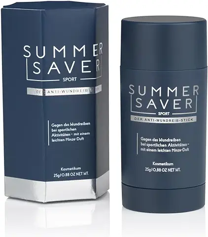 SUMMERSAVER Stick Antirozaduras SPORT 25g | Protección Duradera y Eficaz Contra las Rozaduras, Dermatológicamente Probada | Summer Saver no Contiene Aluminio ni PEG, es Vegano y no Contiene Animales  